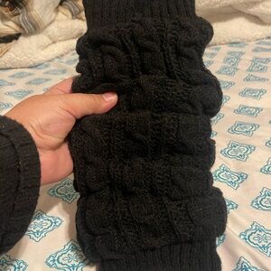 Elegant Black Cable Knit Leg Warmers